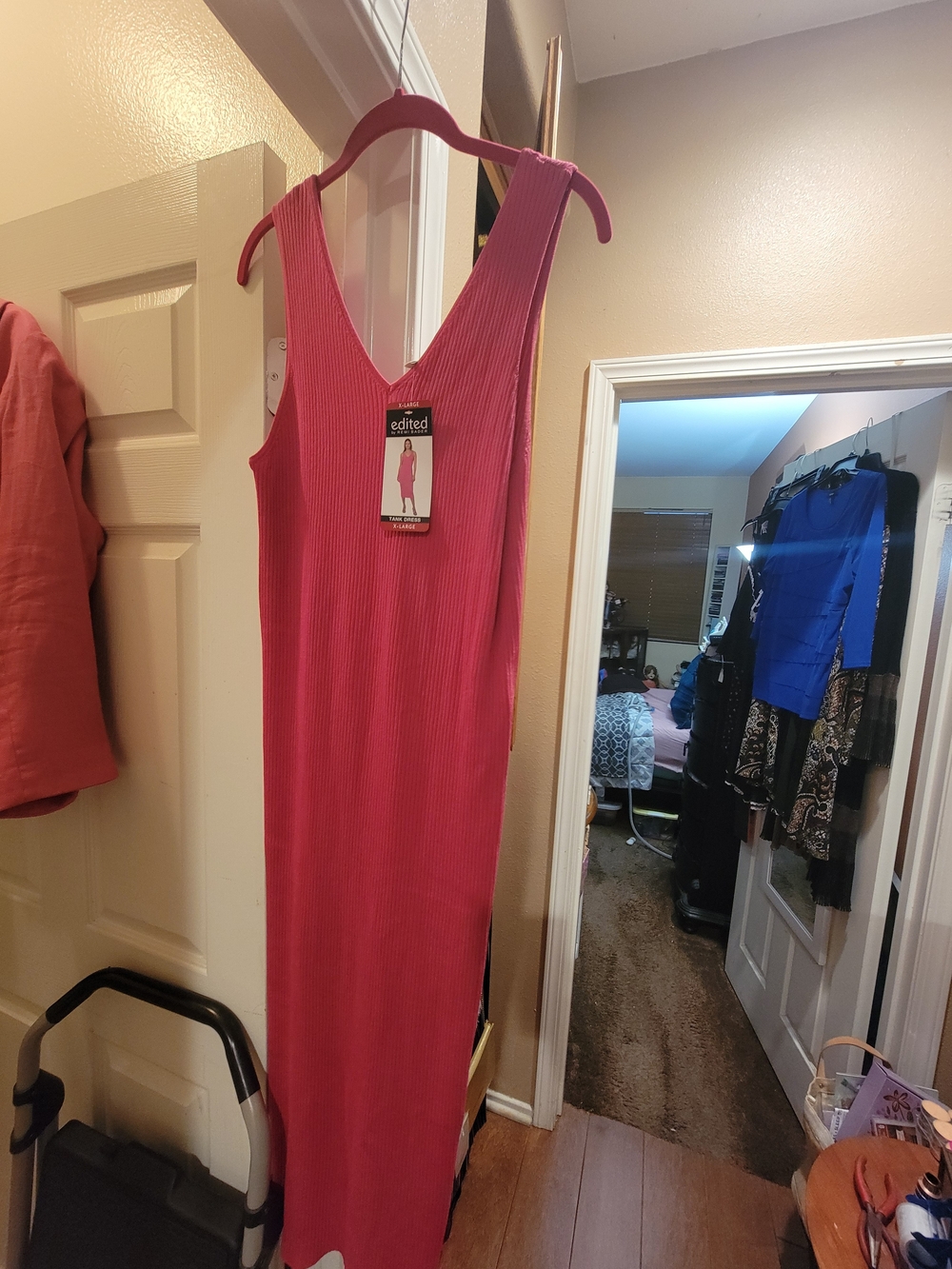 Edited Pink Ribbed V-Neck Maxi Dress